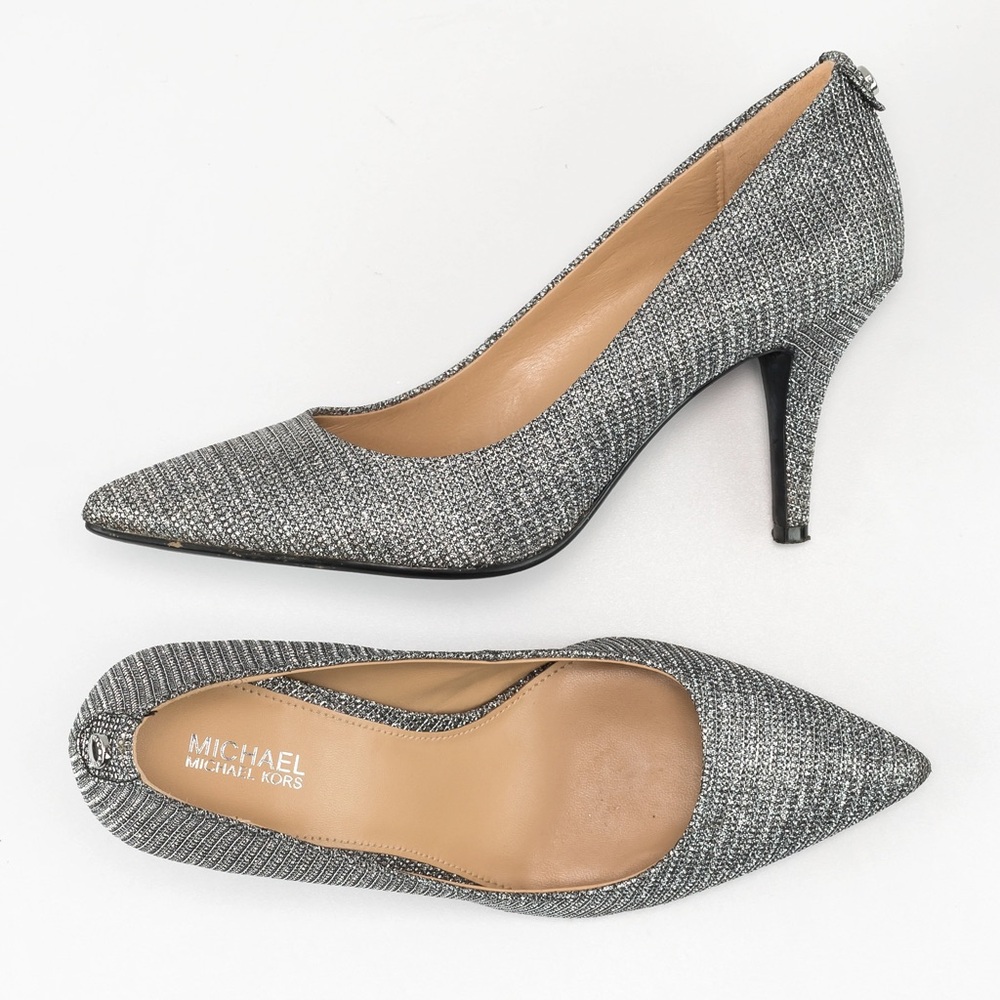 Michael Kors glitter chain mesh metallic pumps